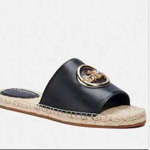 Coach Camille Black Leather Espadrilles